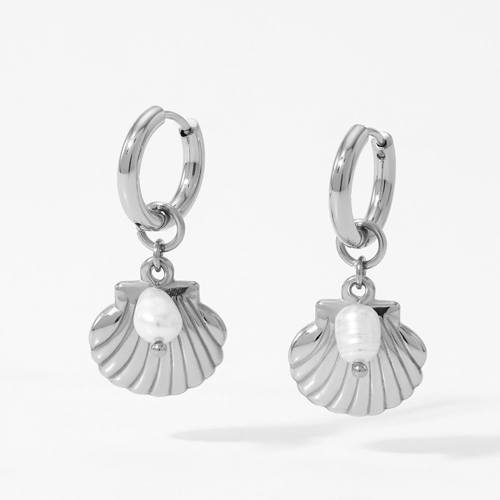 Ocean pearl hoops
