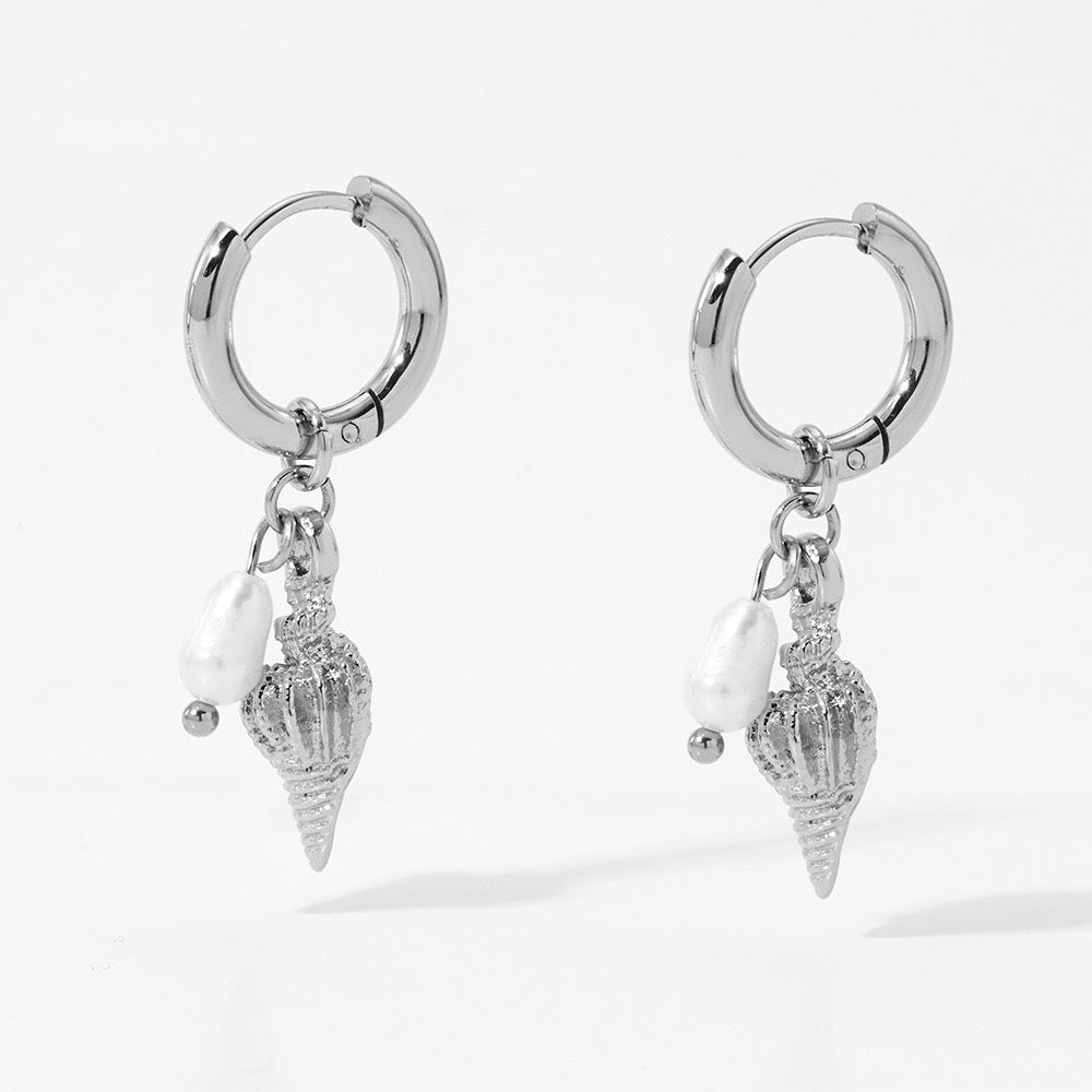 Ocean pearl hoops
