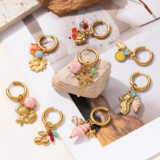 Pink charm ocean earrings