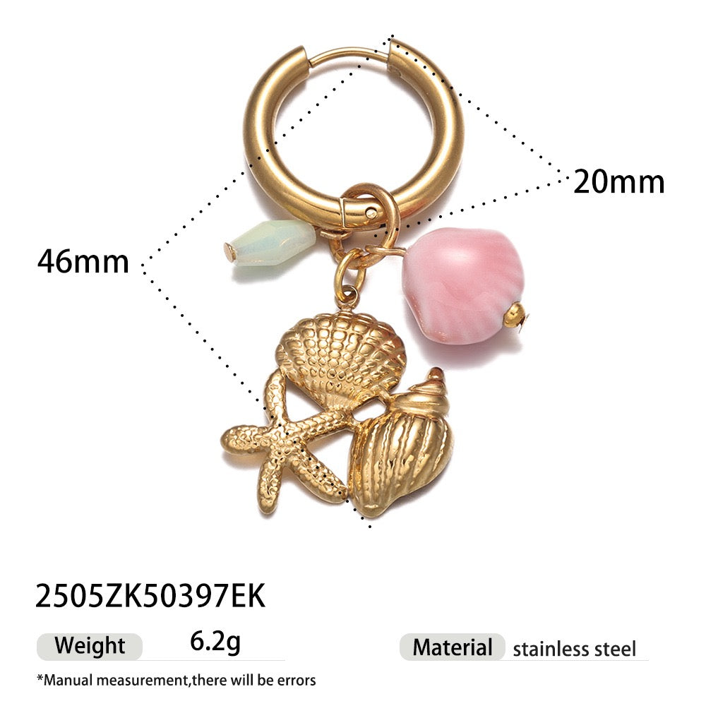 Pink charm ocean earrings