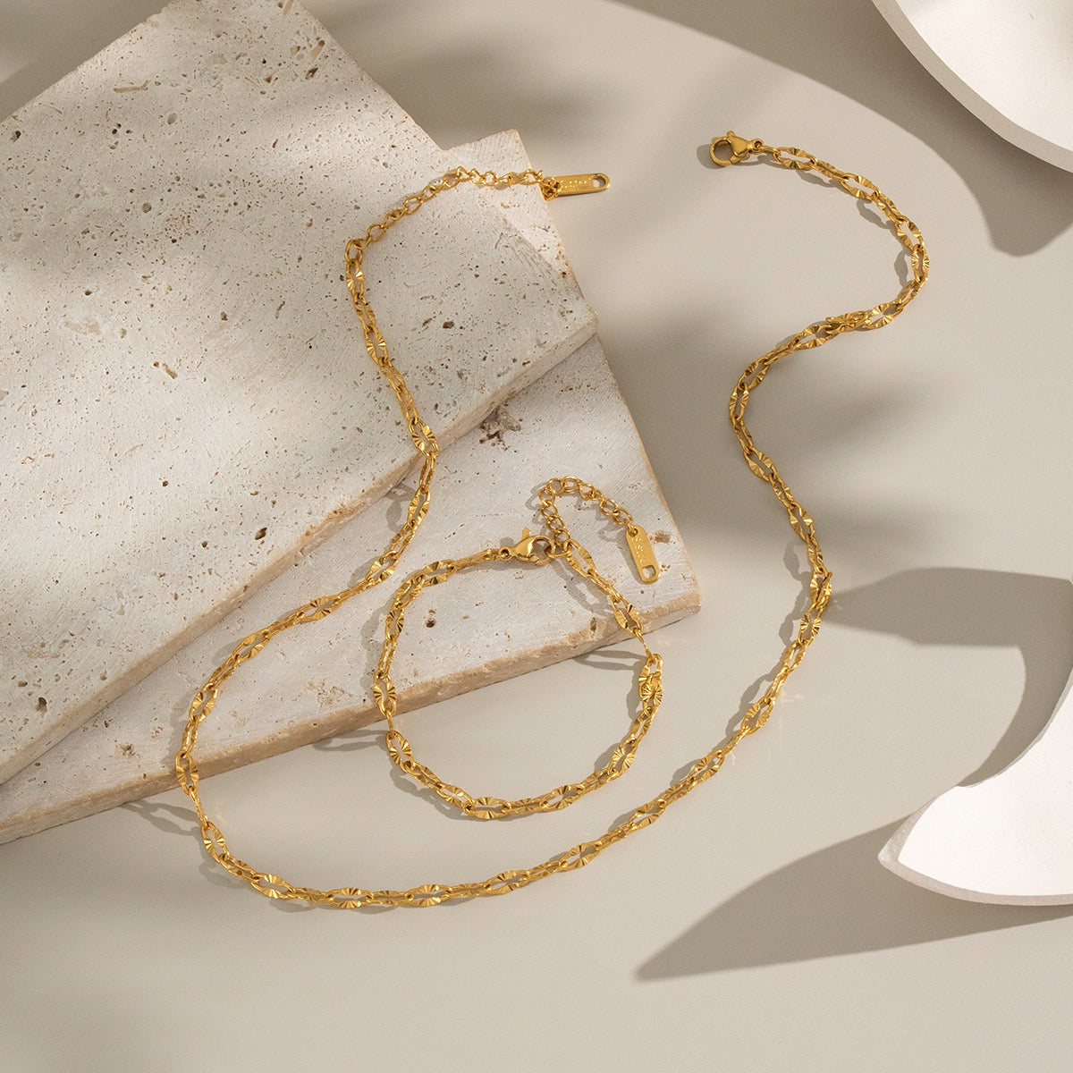 Shiny water chain necklace bracelet set