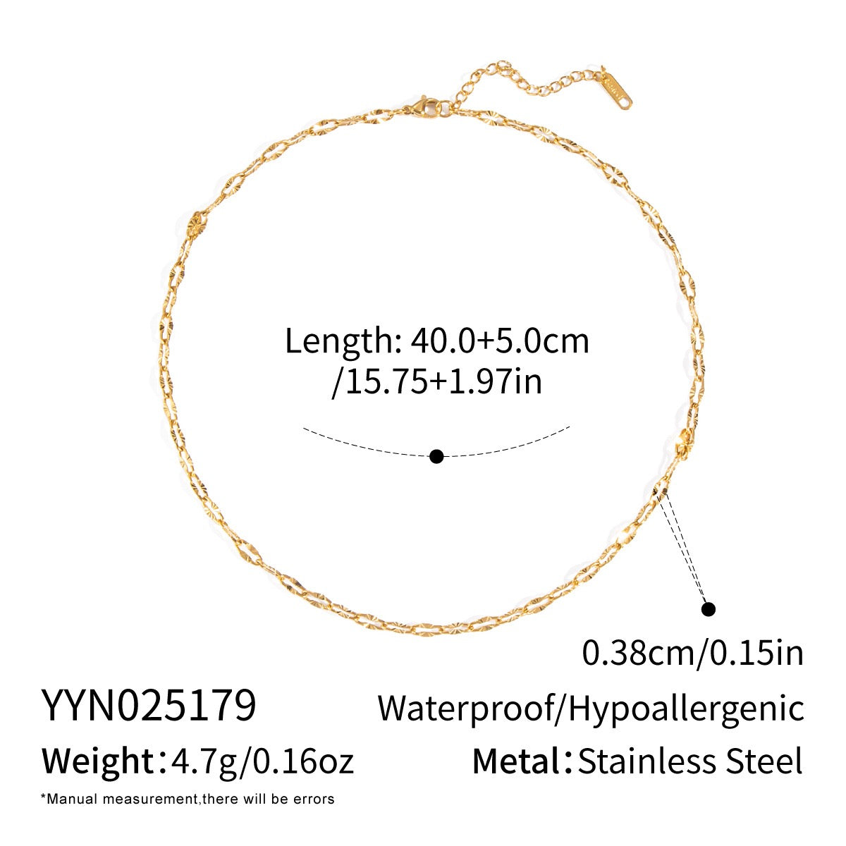 Shiny water chain necklace bracelet set