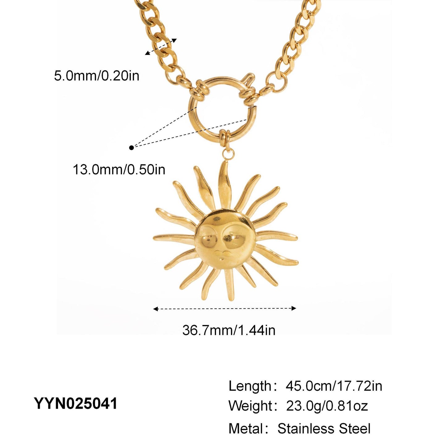 Smiling sun necklace