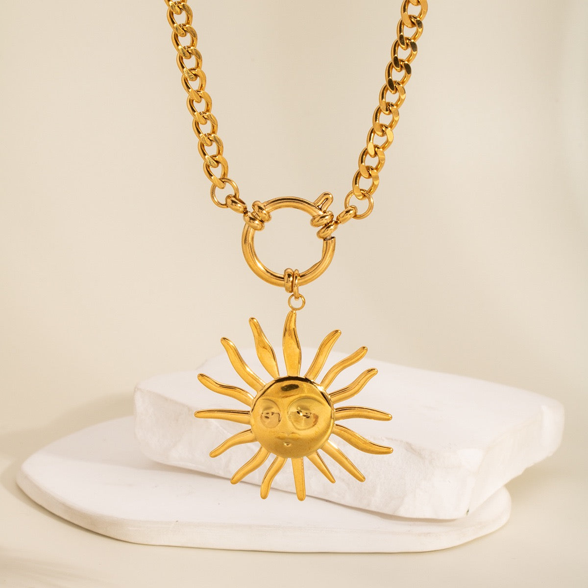 Smiling sun necklace