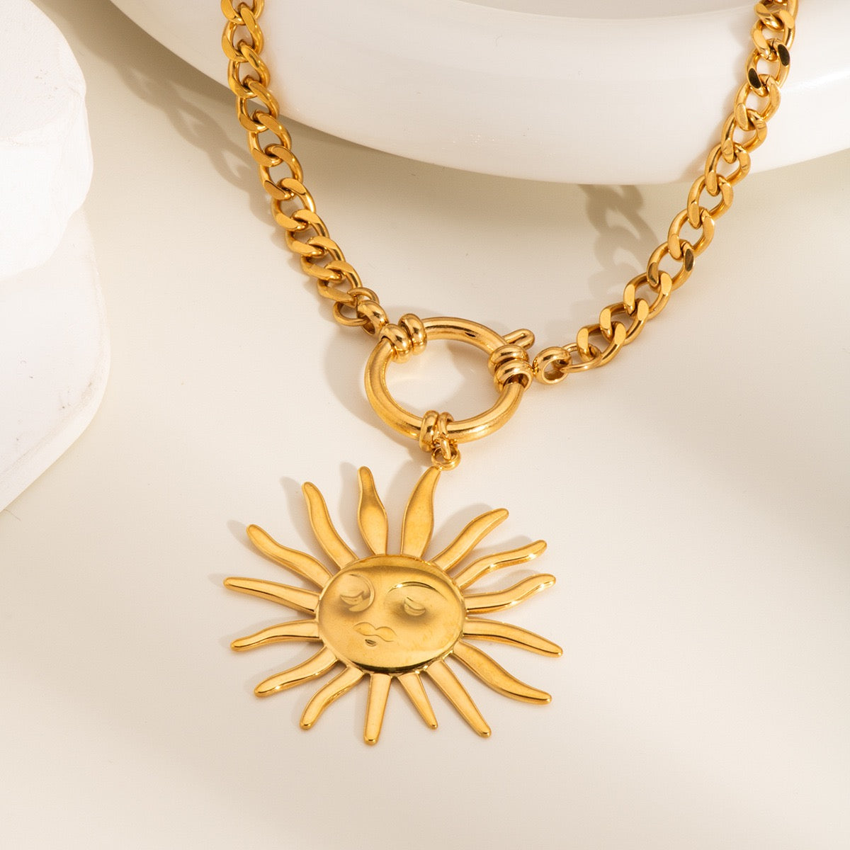 Smiling sun necklace