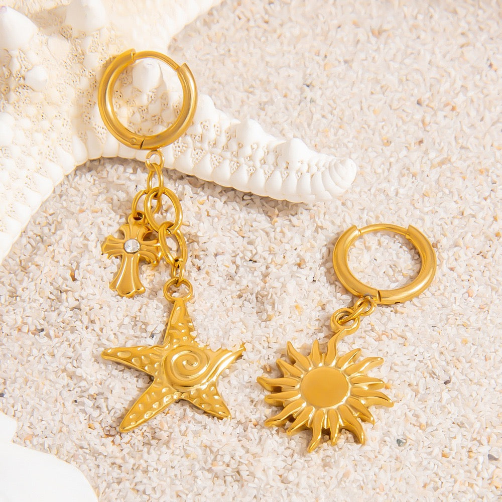 Starfish sun earrings