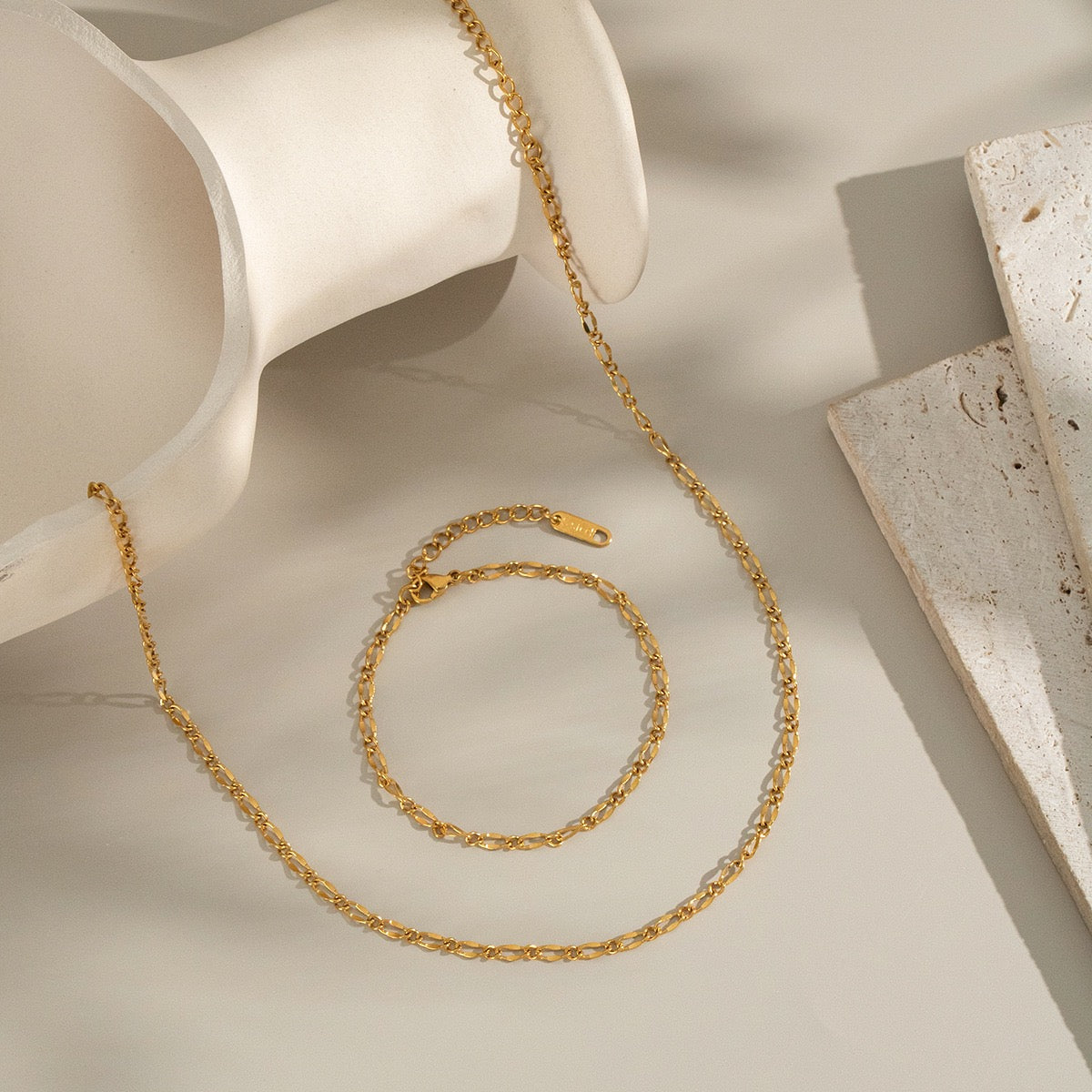 Kristen dainty chain necklace bracelet set