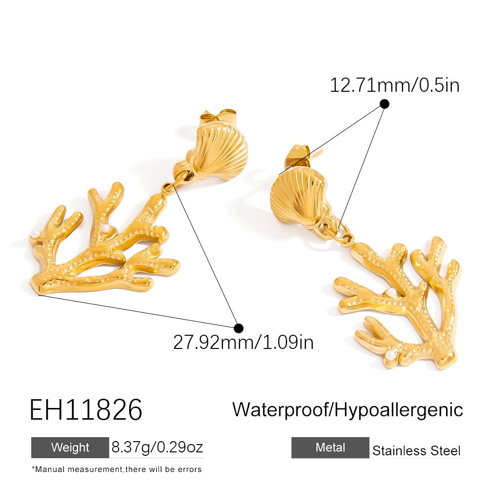 Coral shell earrings