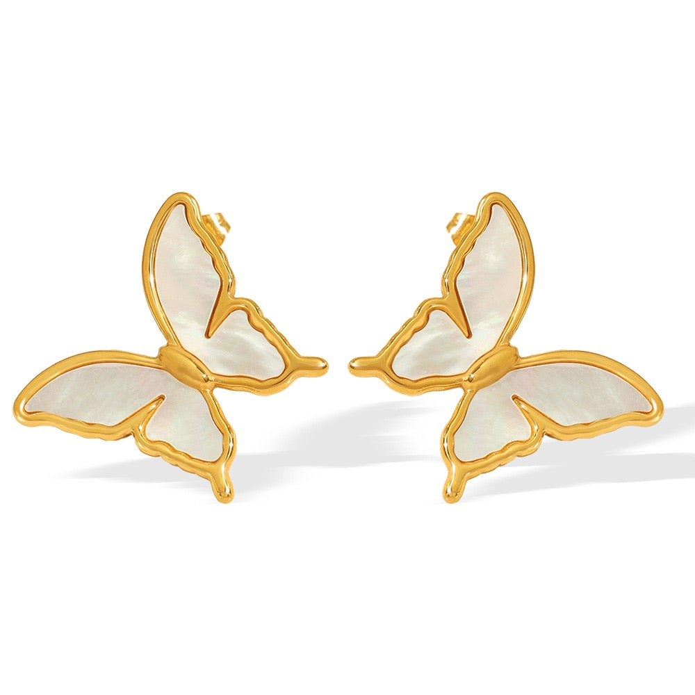White butterfly earrings