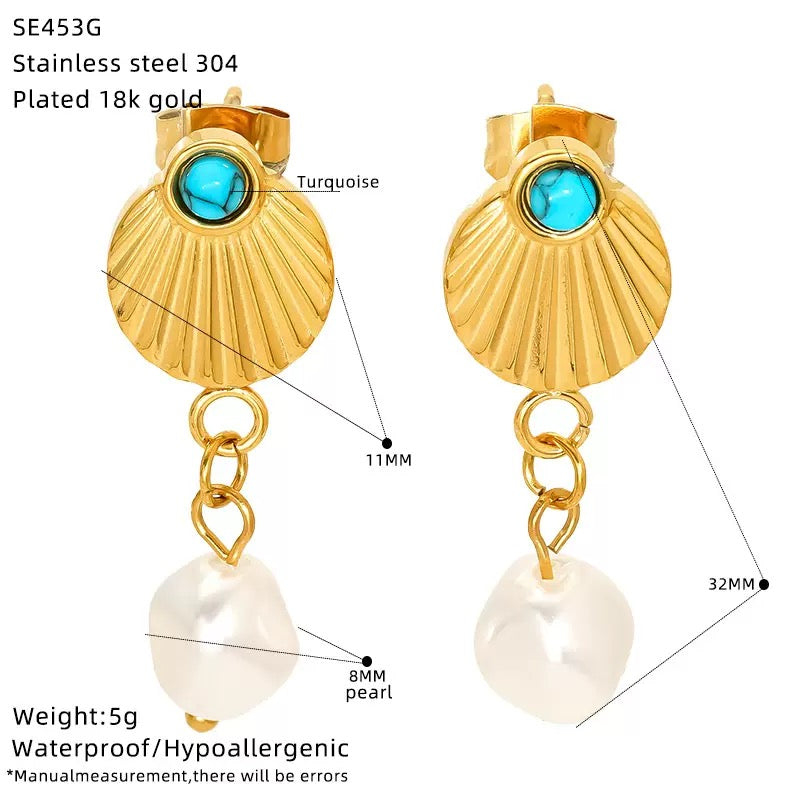 Blue shell earrings