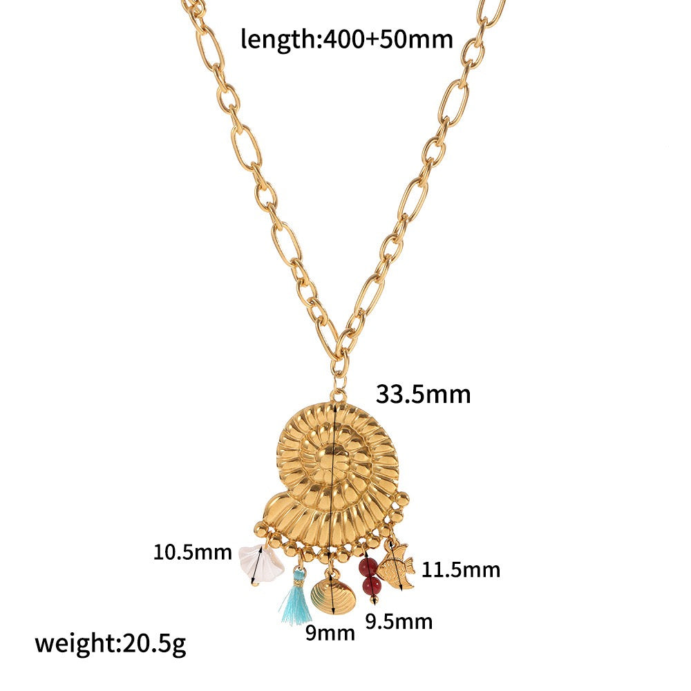 Big shell pendant charm necklace