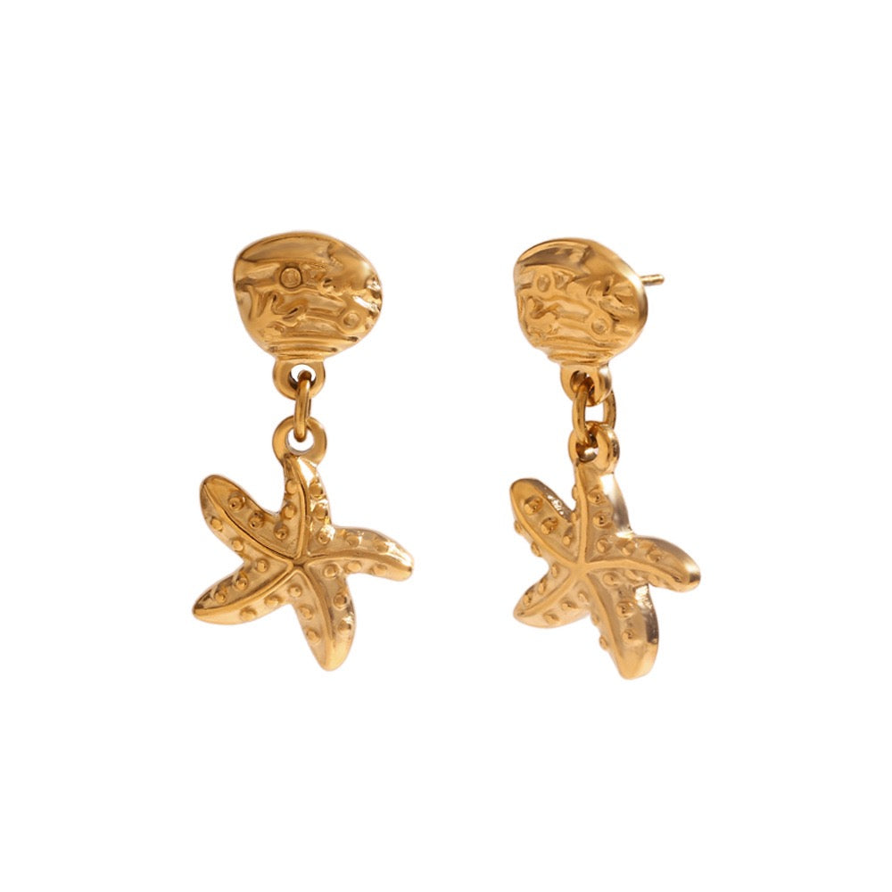 Dainty shell starfish earrings