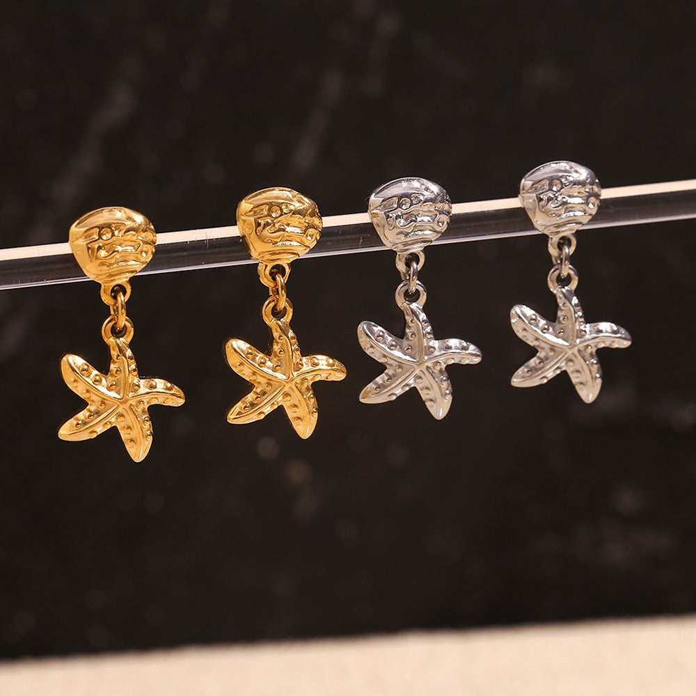 Dainty shell starfish earrings