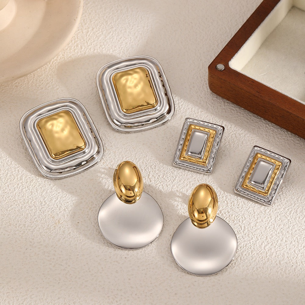 Two tones statement earrings