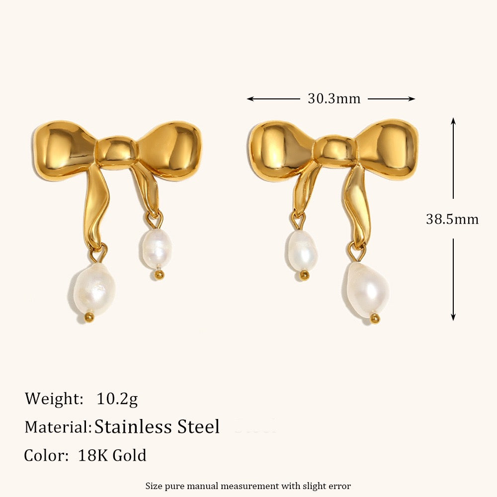 Diaz freshwater pearls bow earrings