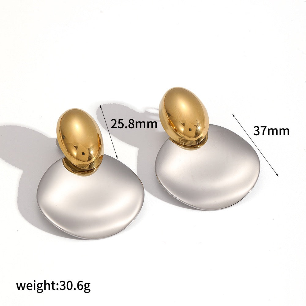 Two tones statement earrings