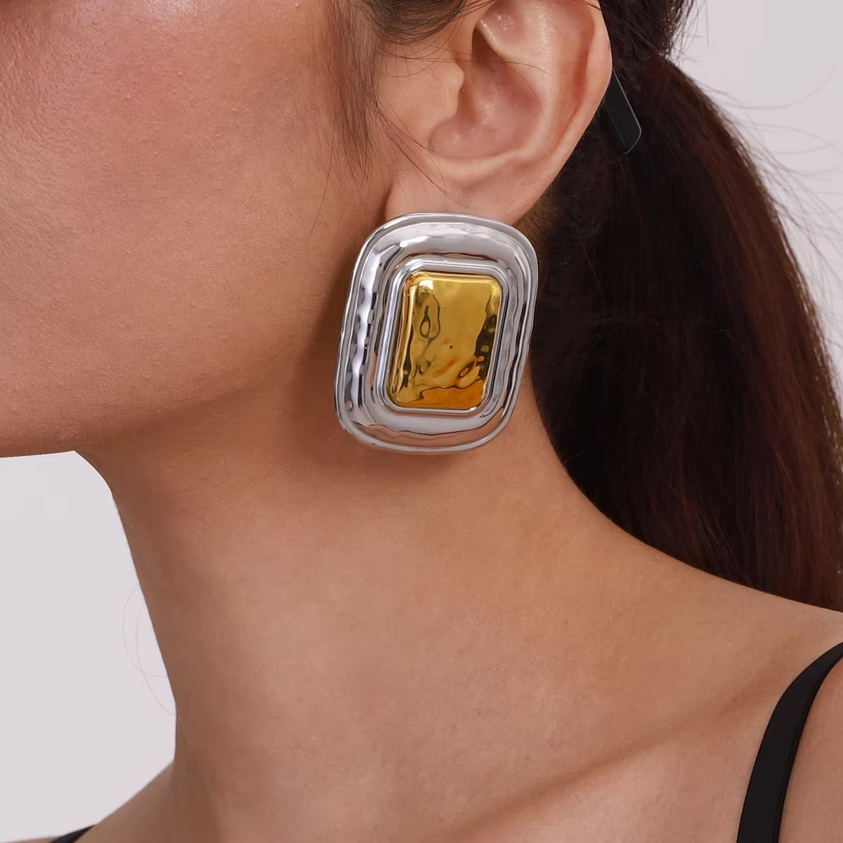 Two tones statement earrings