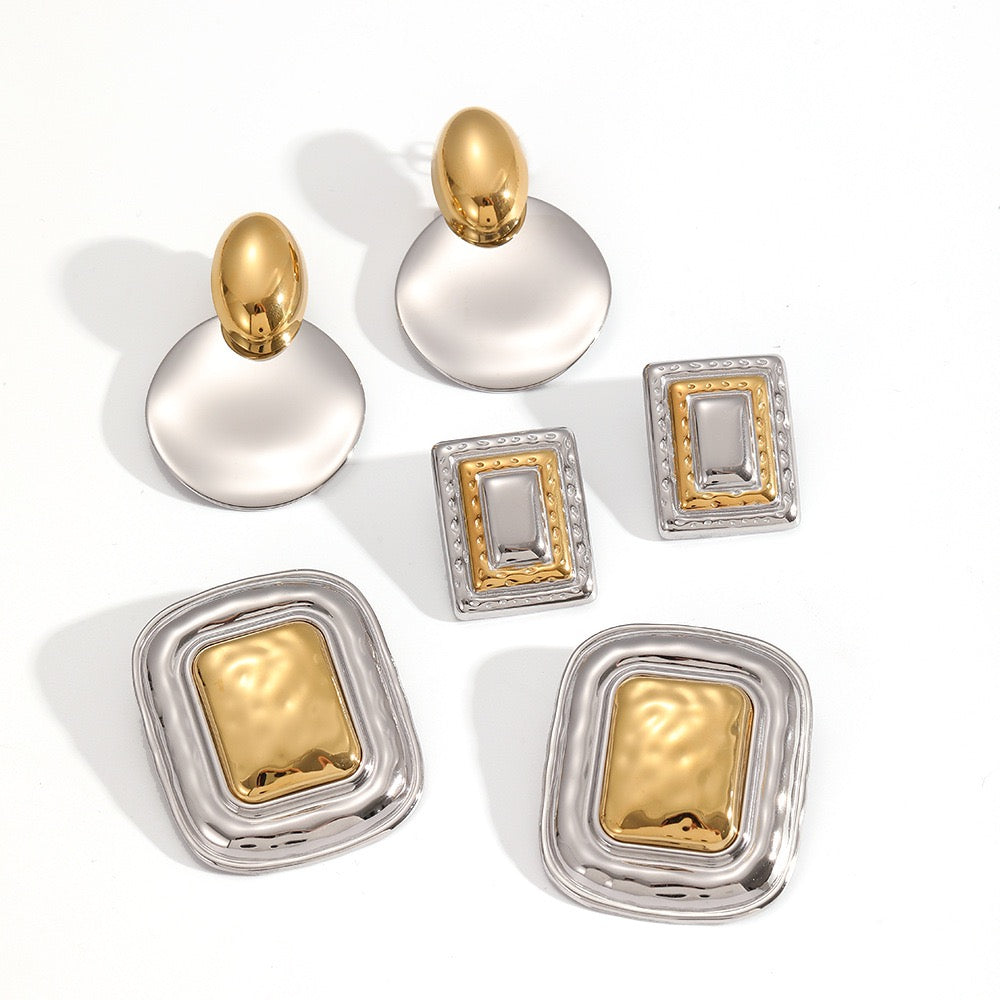 Two tones statement earrings