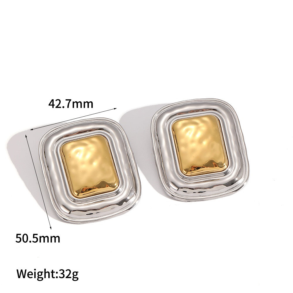 Two tones statement earrings