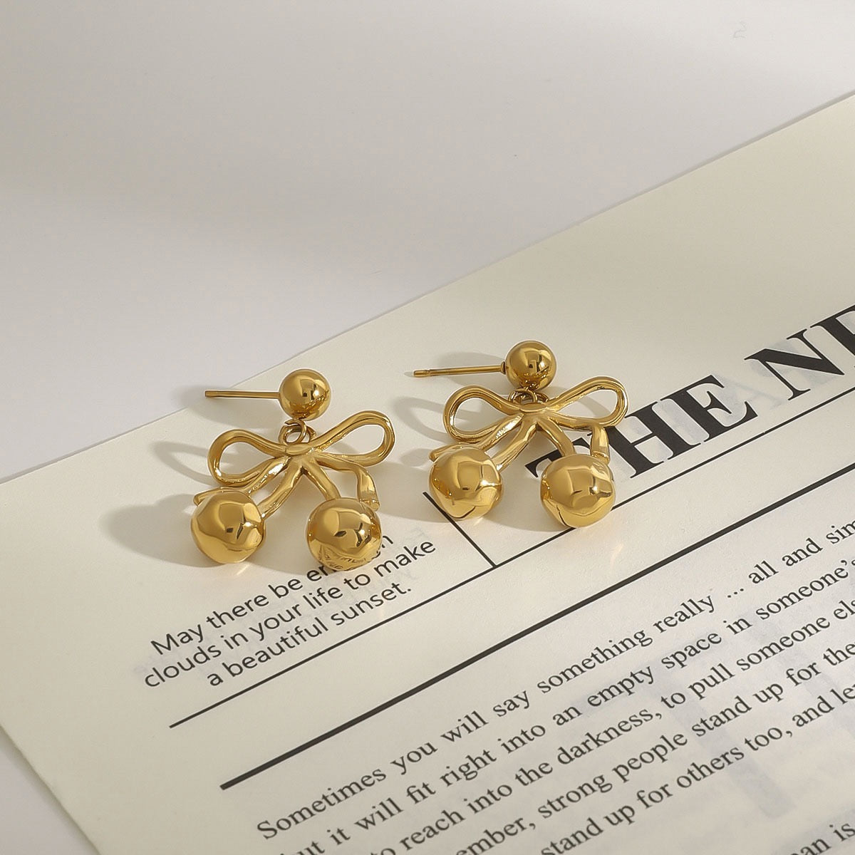 Cherry bow earrings