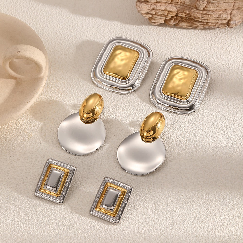 Two tones statement earrings