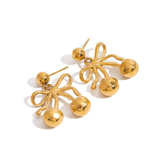 Cherry bow earrings