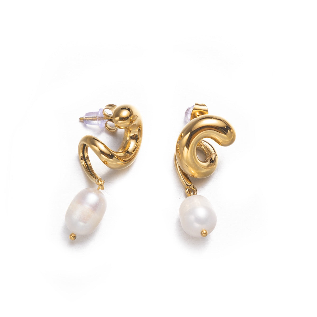 Swirl freshwater pearls earrings