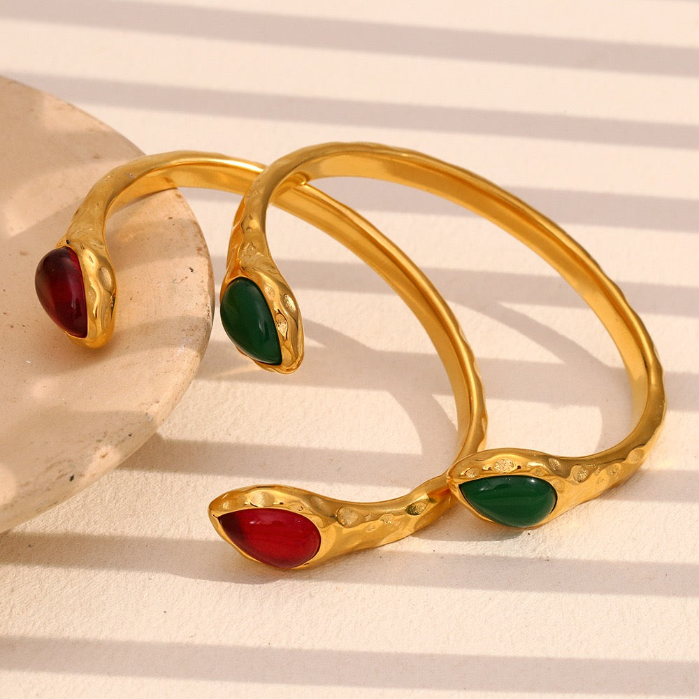 Double stone gold bangles