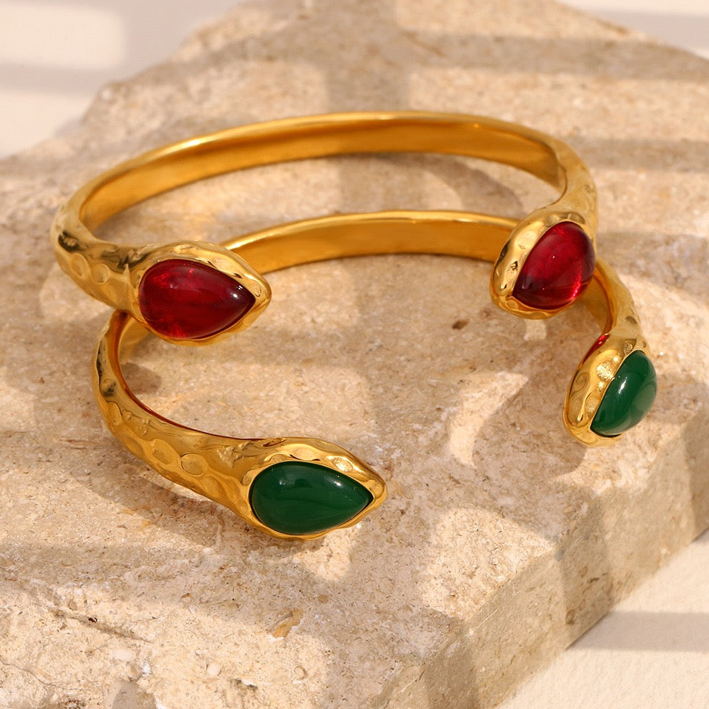 Double stone gold bangles