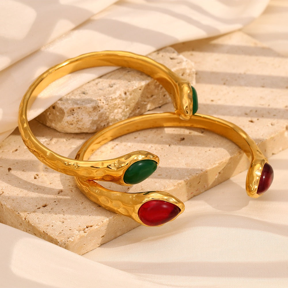 Double stone gold bangles