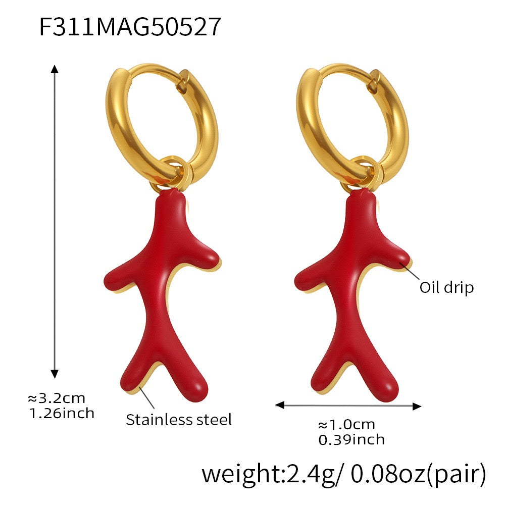 Orange coral earrings