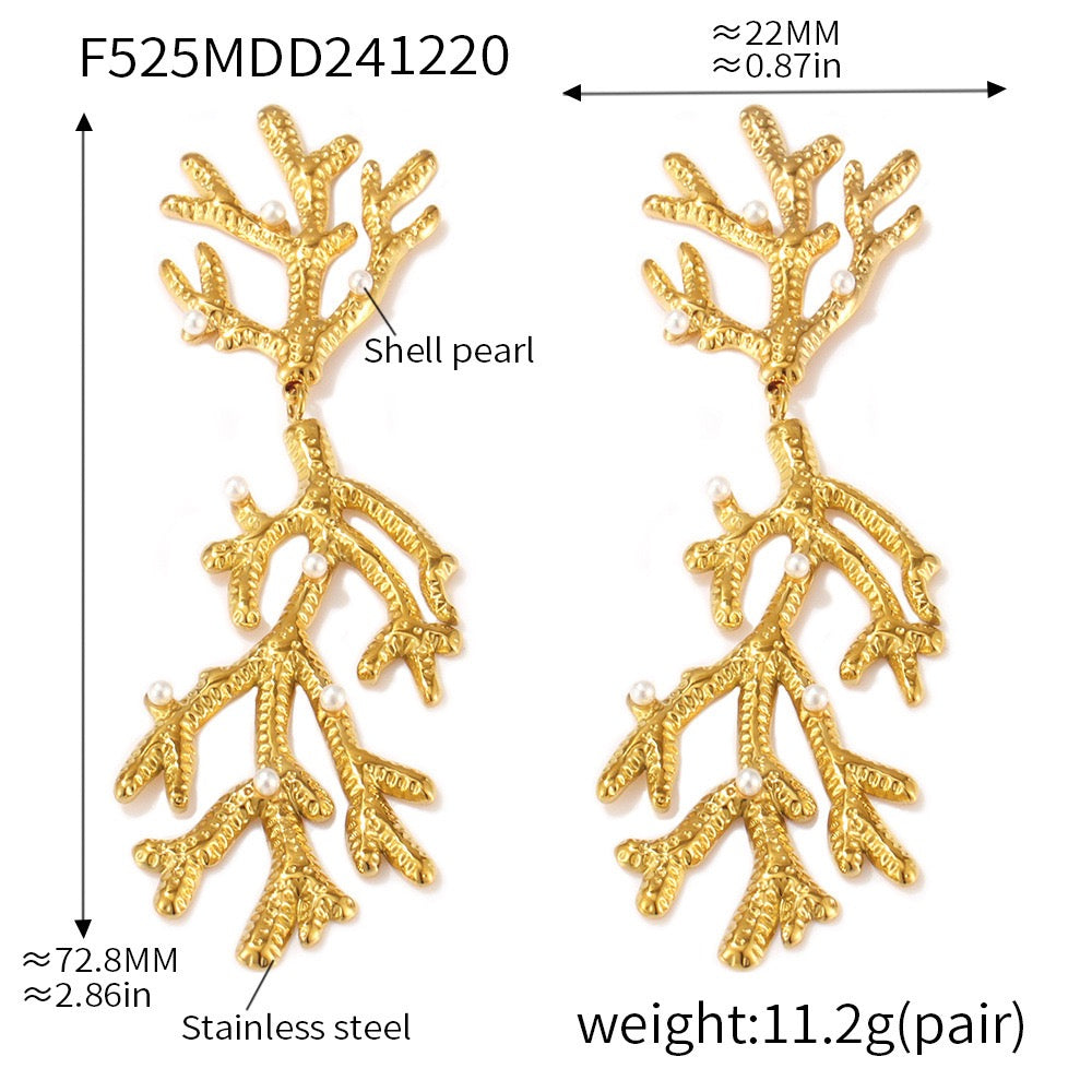 Orange coral earrings