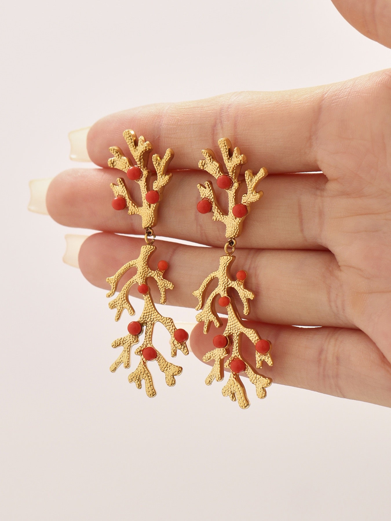 Orange coral earrings