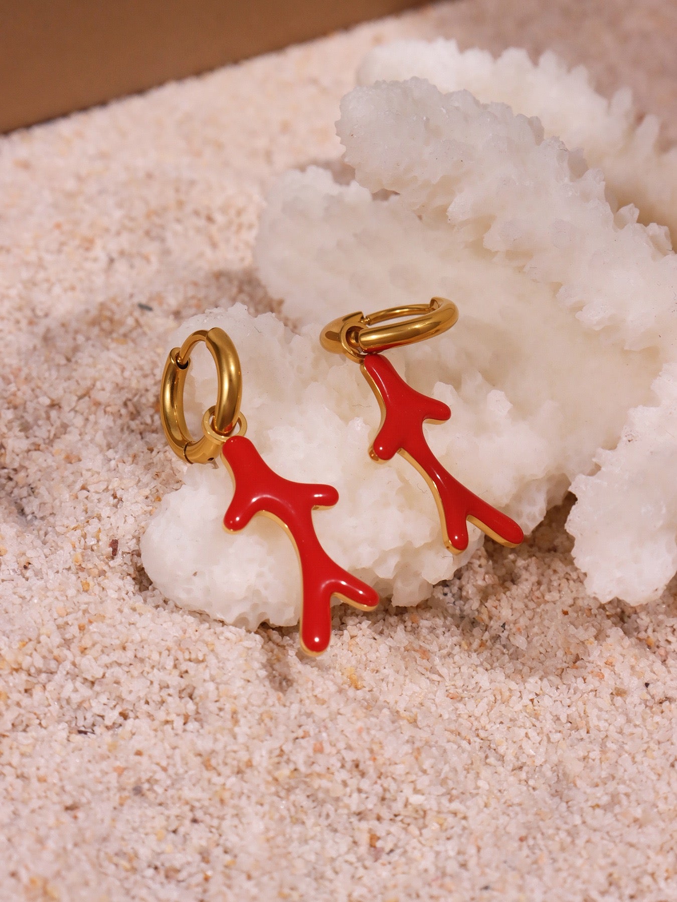 Orange coral earrings