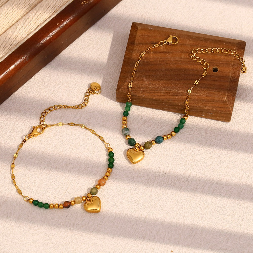 Beady orange heart bracelet