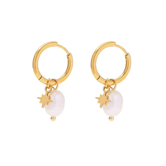Ashley freshwater pearls star hoops