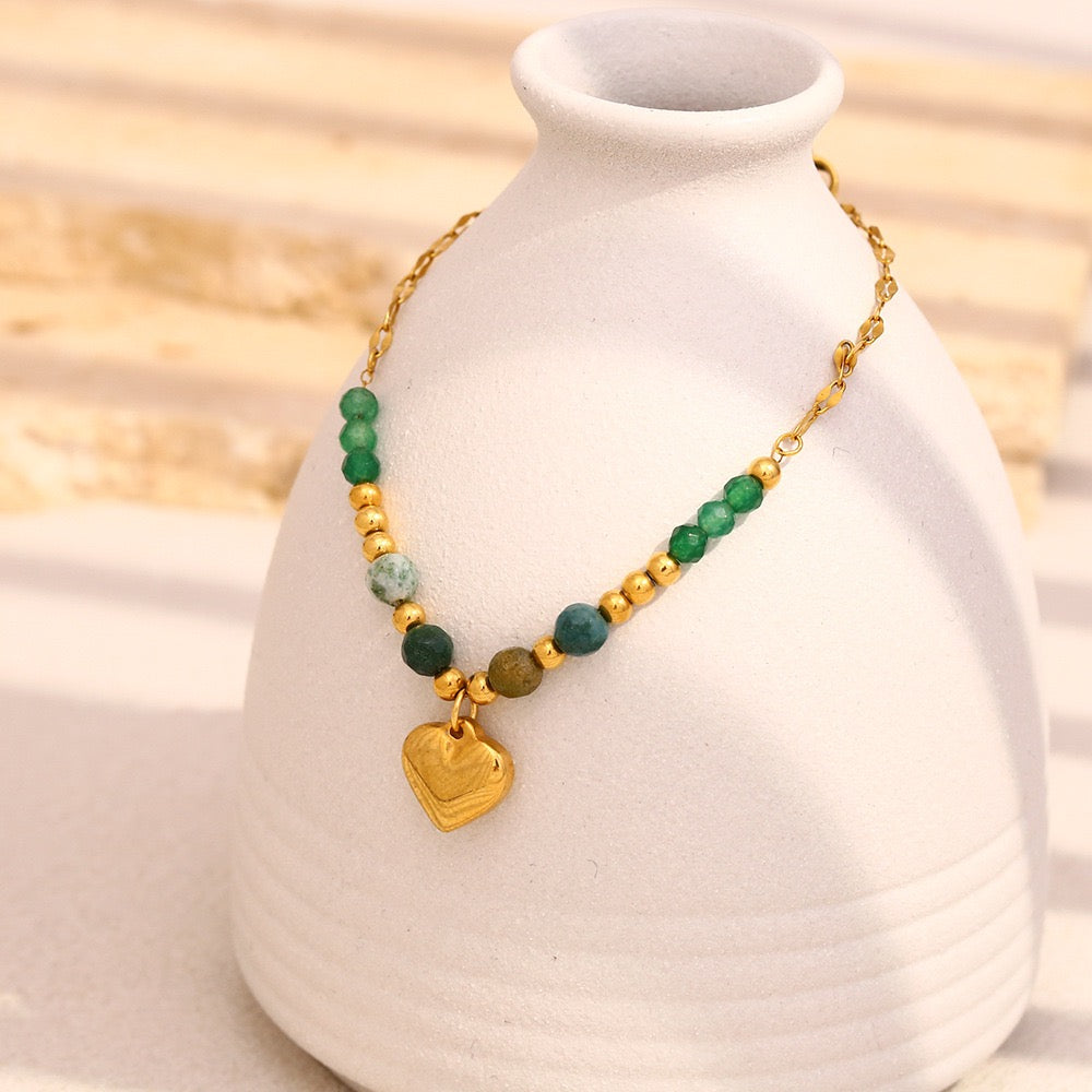 Beady orange heart bracelet