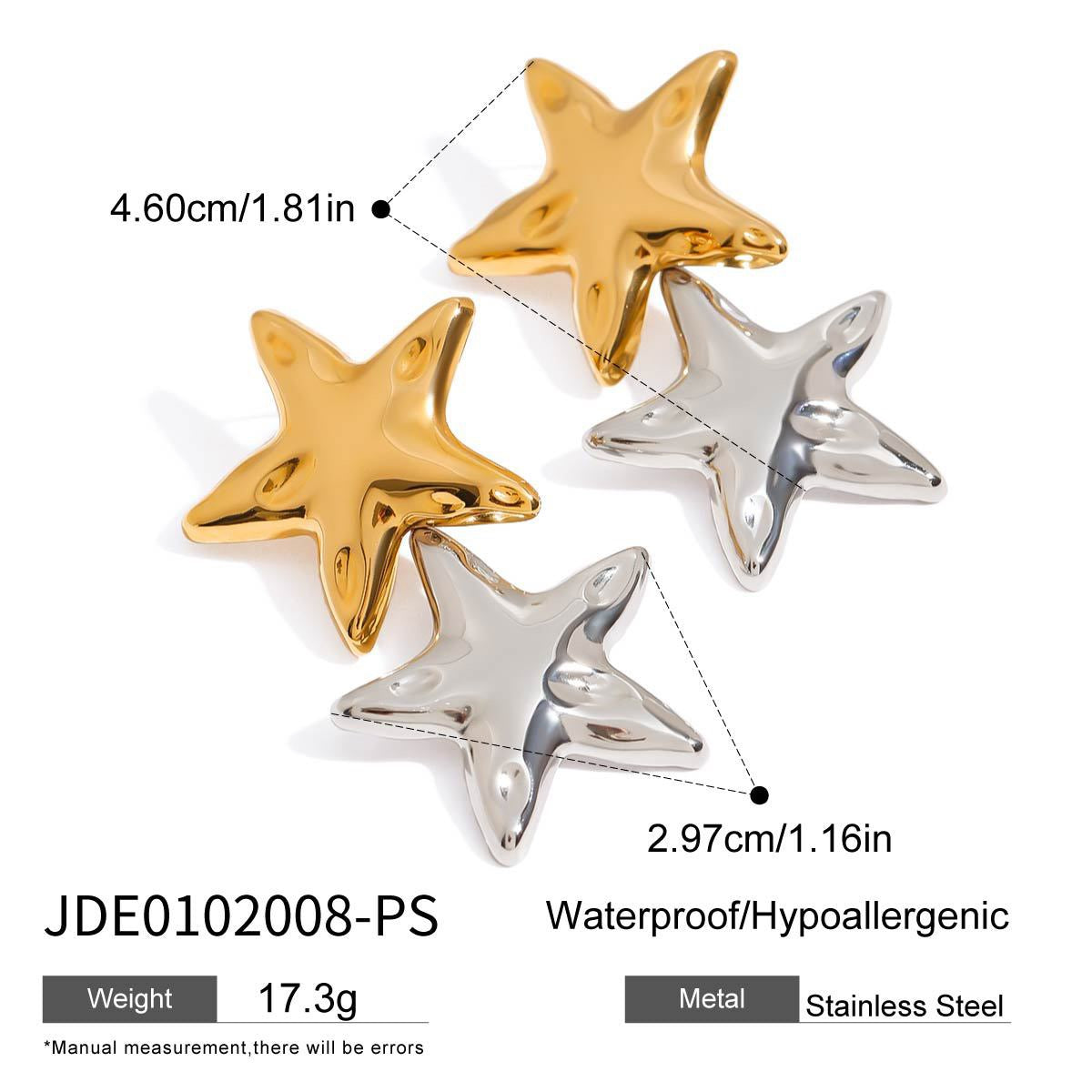 Two tones stars earrings