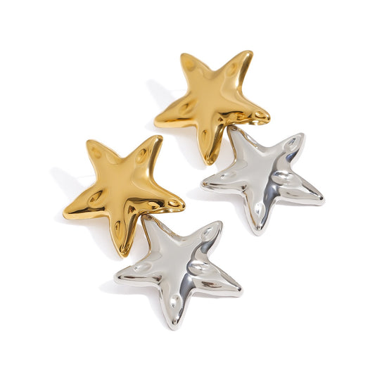Two tones stars earrings