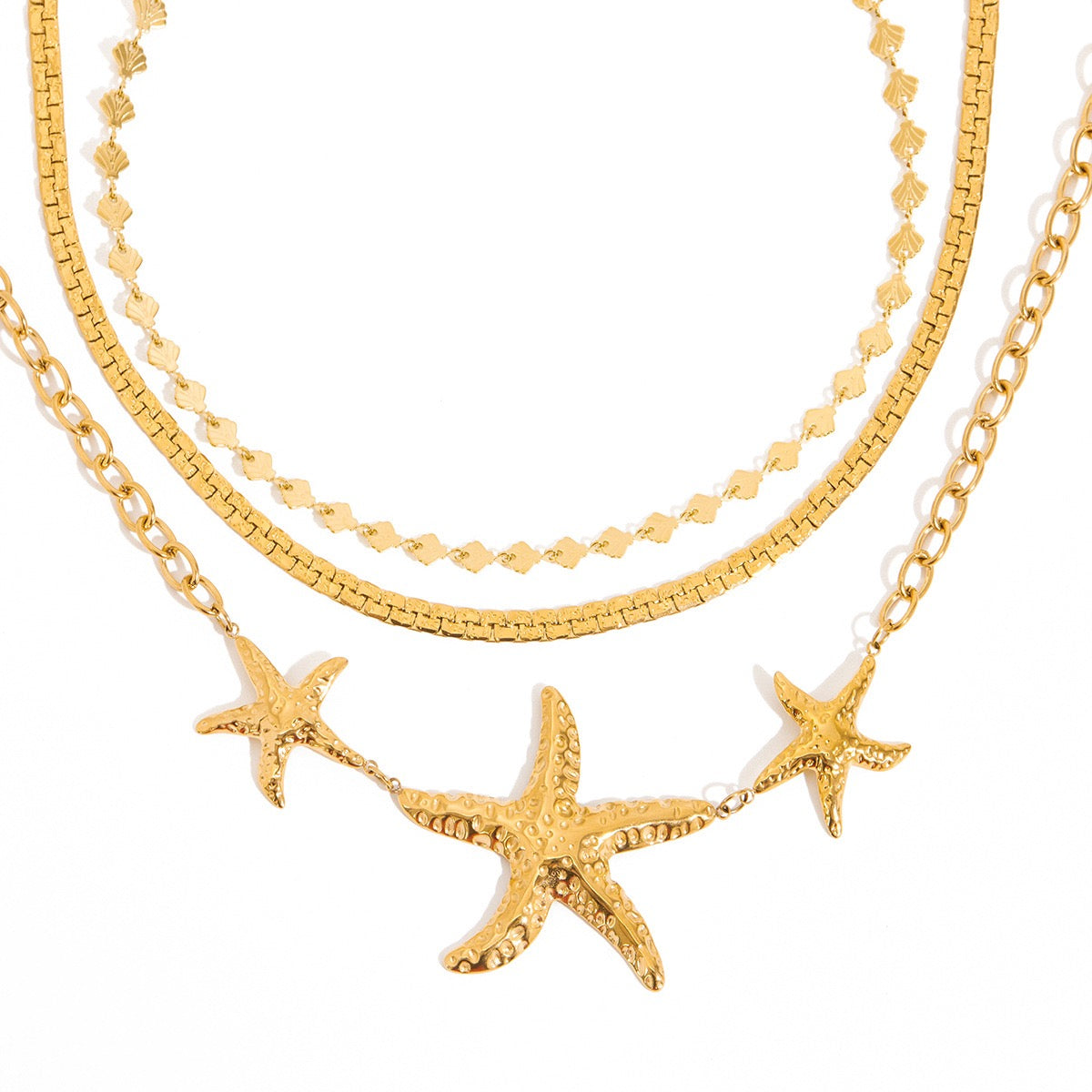 Three starfish necklace