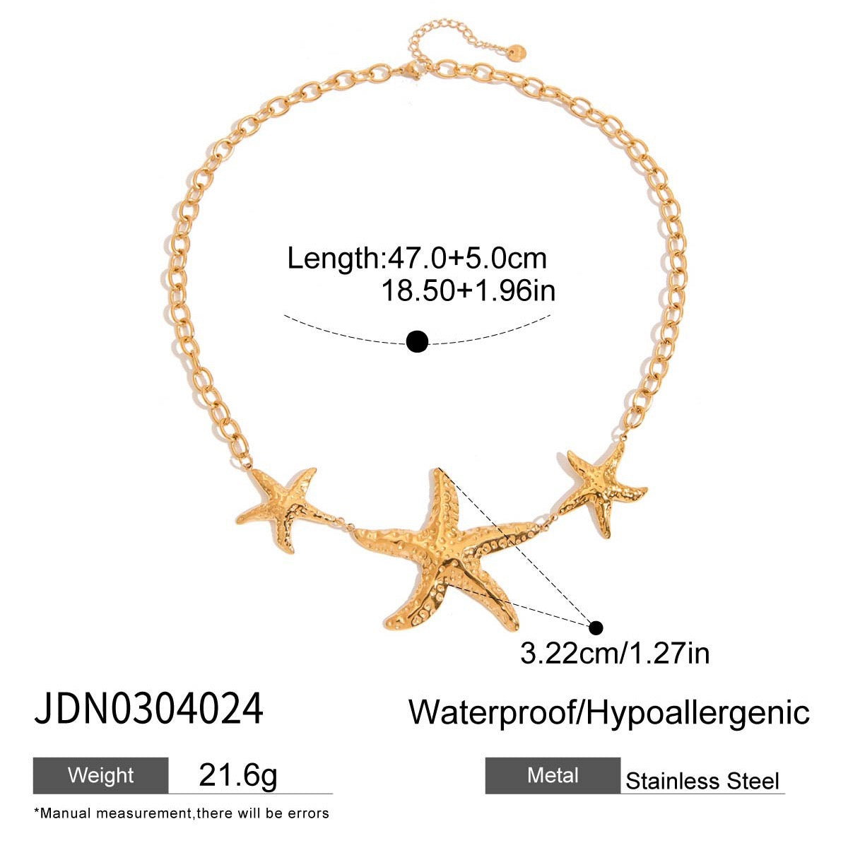 Three starfish necklace