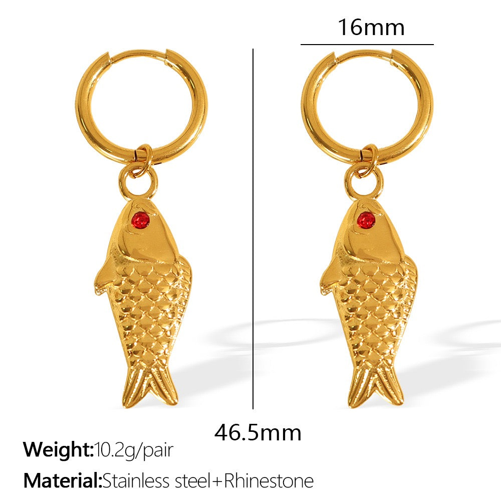 Golden fish earrings