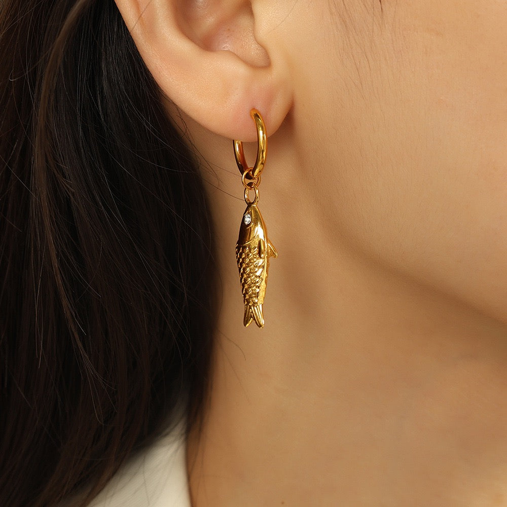 Golden fish earrings