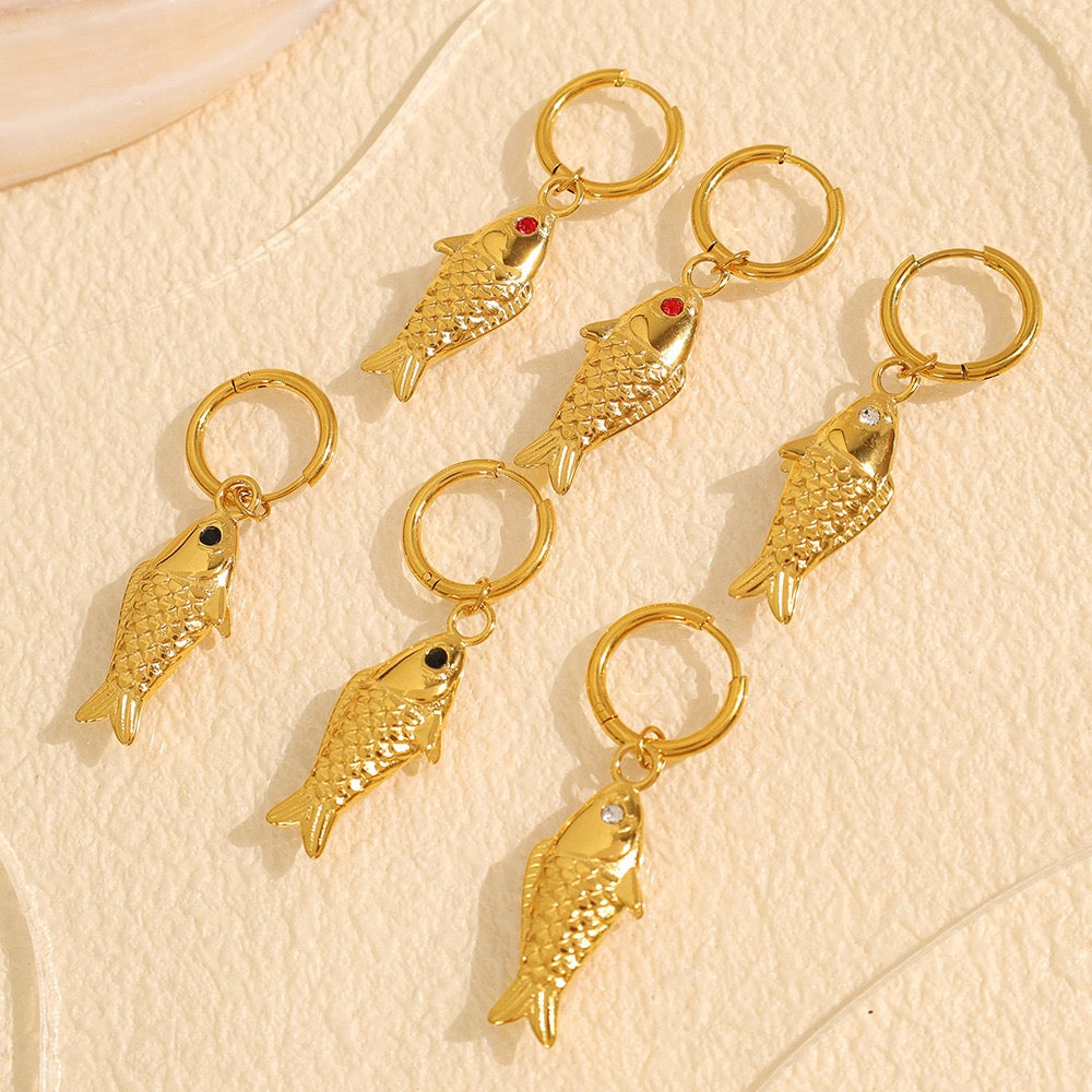Golden fish earrings