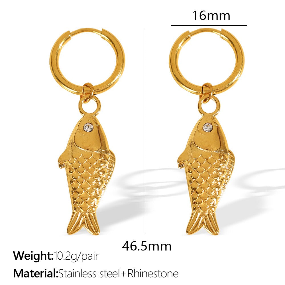 Golden fish earrings