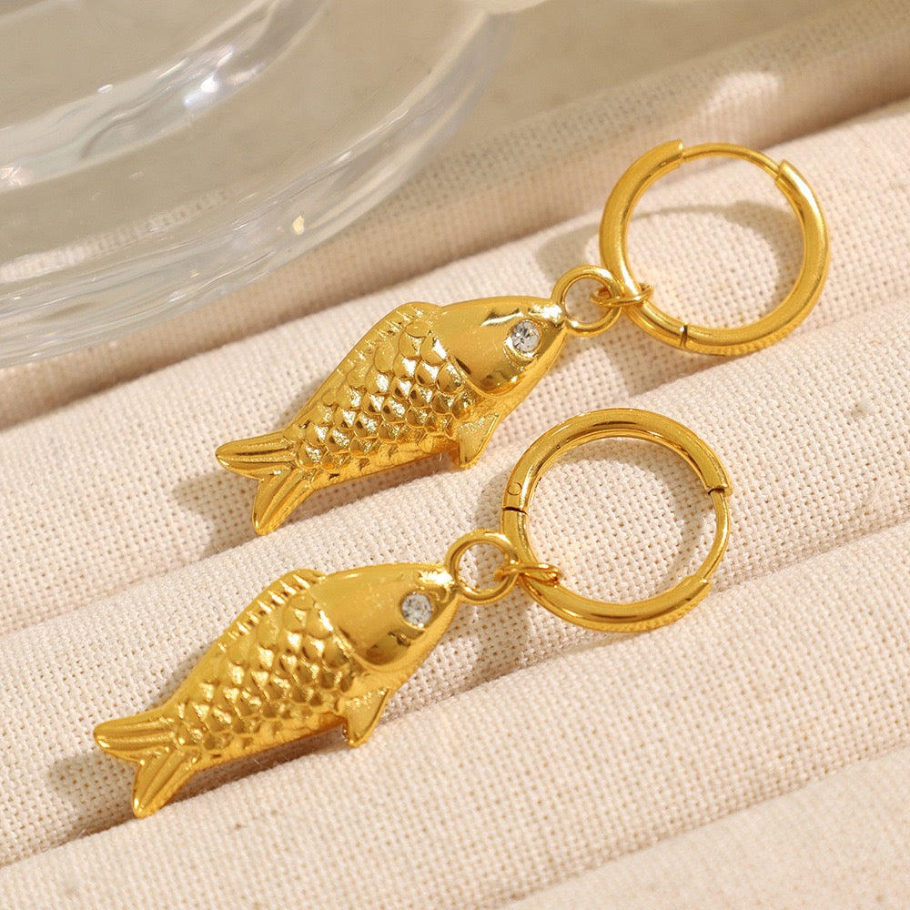 Golden fish earrings