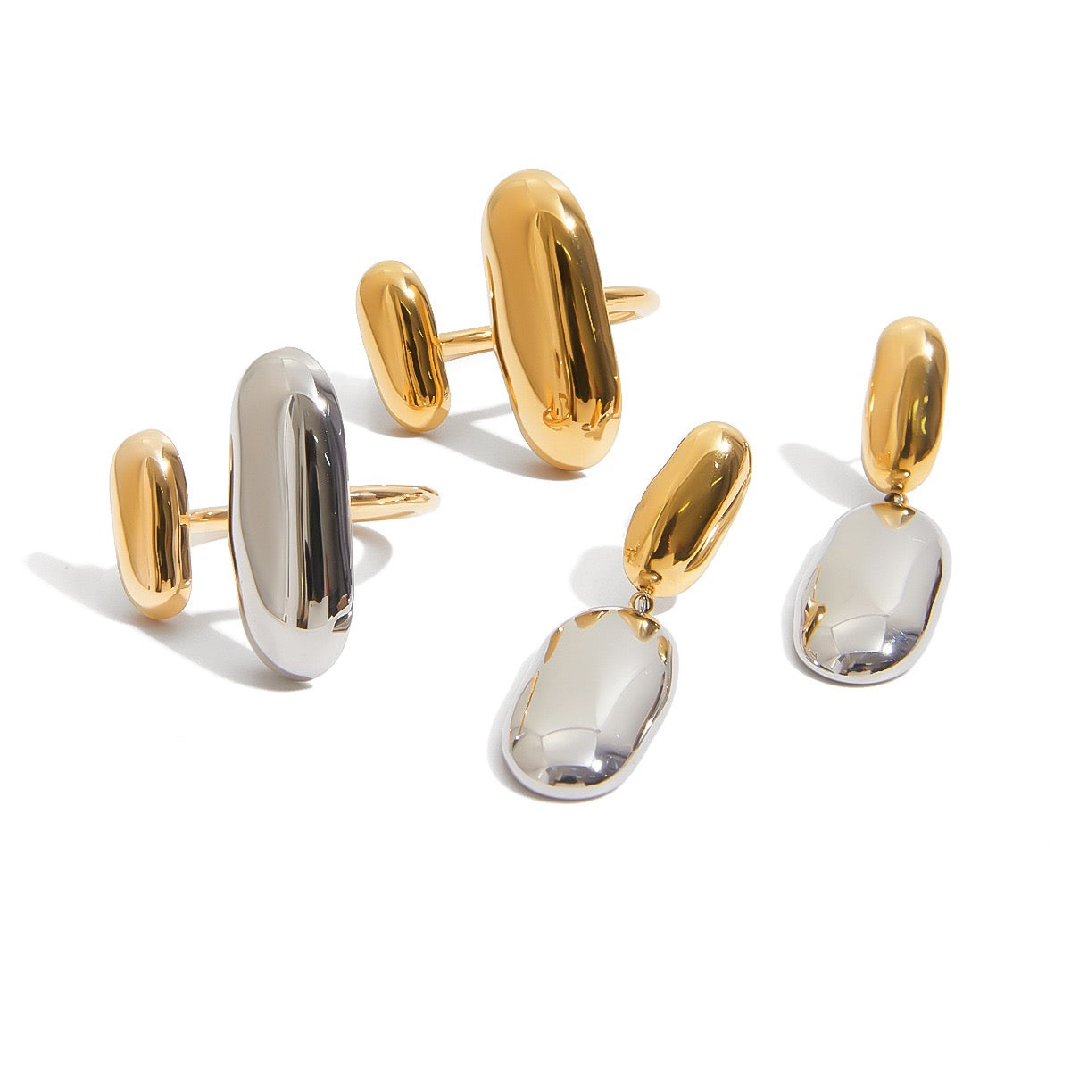 Double beads statement rings