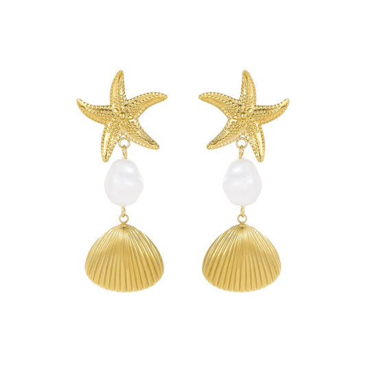 White starfish shell earrings