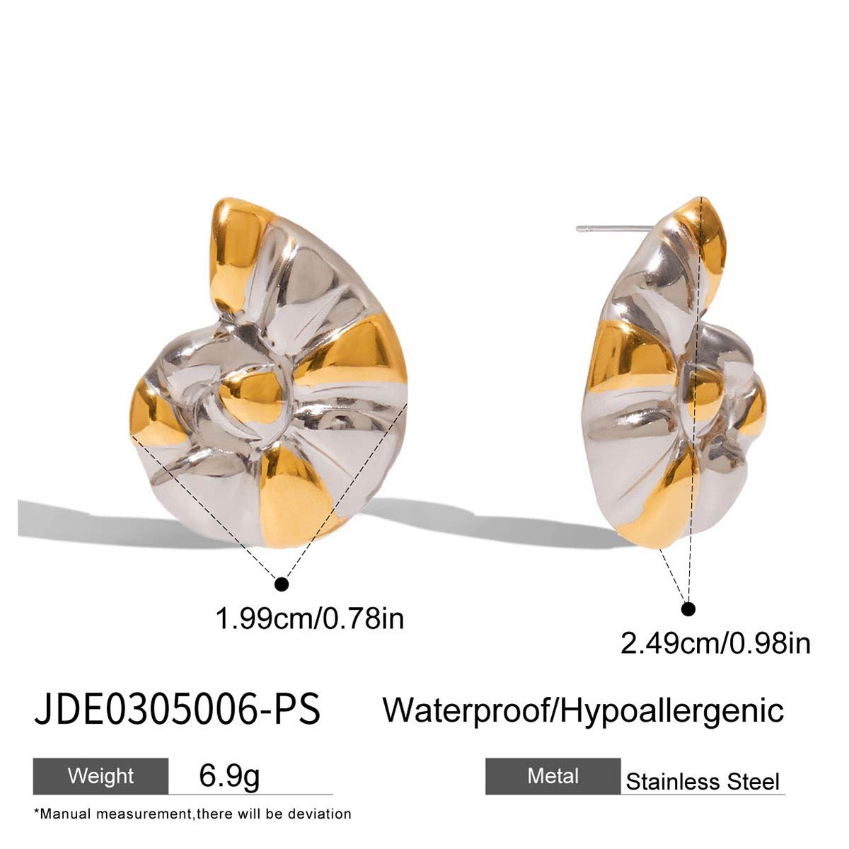 Mix tones swirl shell earrings