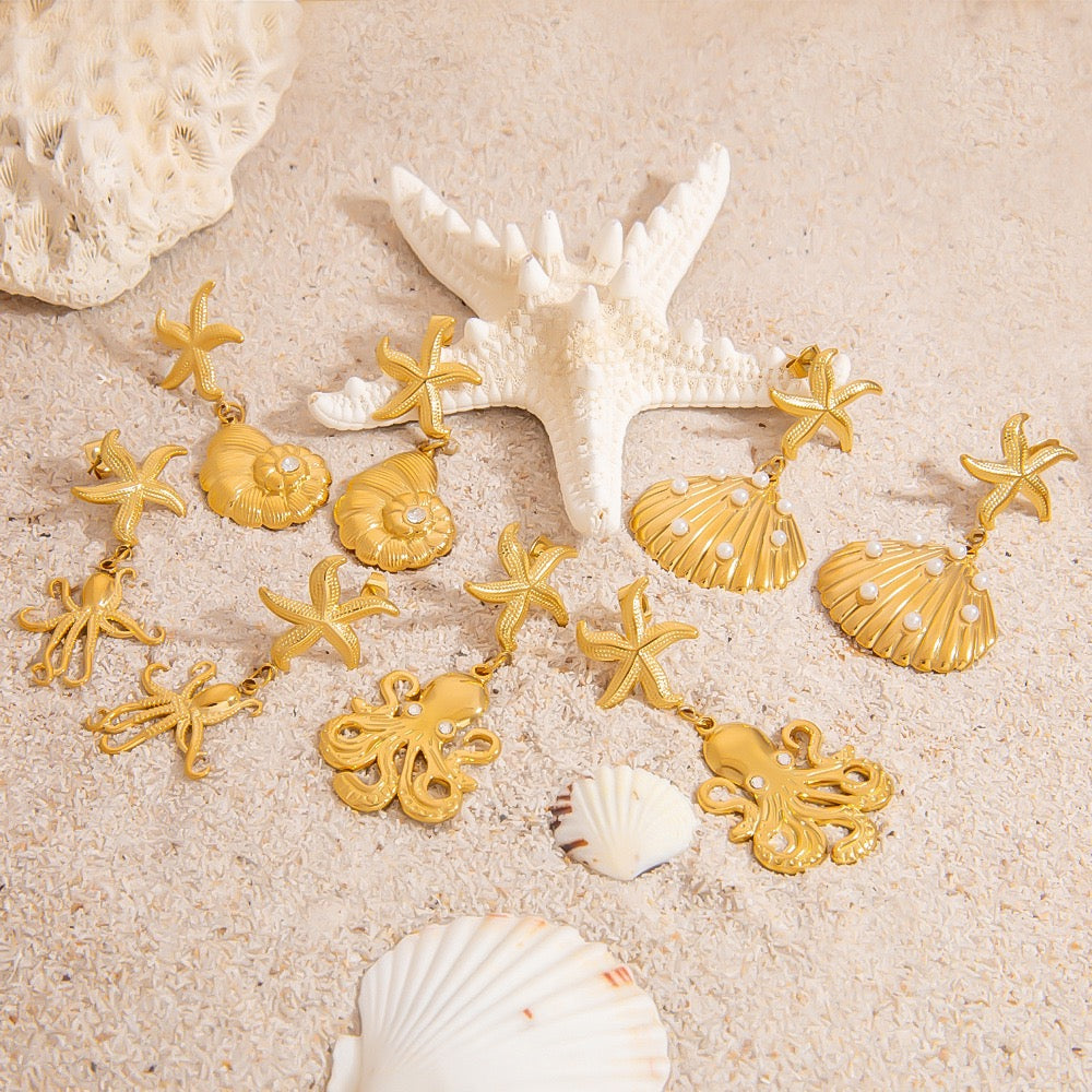 Starfish shell earrings